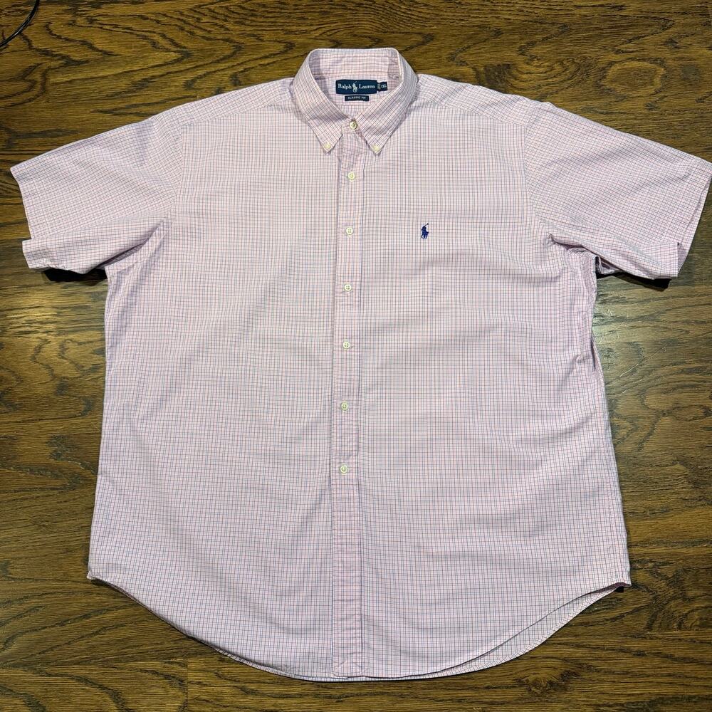 Ralph Lauren Classic Fit Short Sleeve Button Down XXL Pink & Blue Check HKong